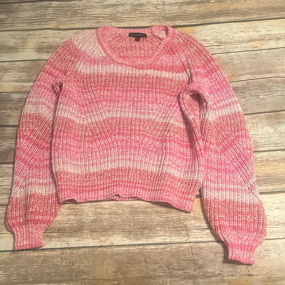 Banana Republic Striped sweater pink and white. Medium.